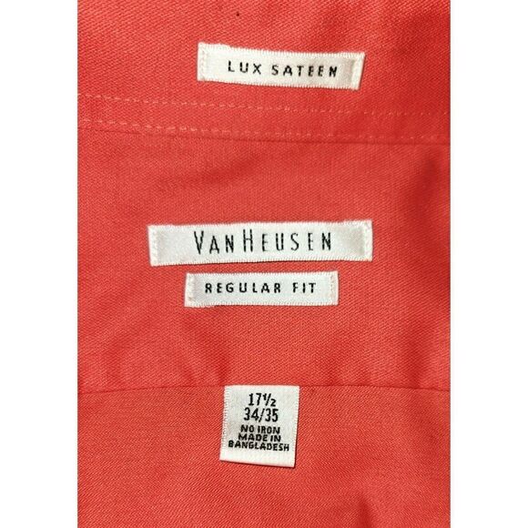 NWOT - Van Heusen Regular Fit Lux "Red" Sateen Date Dress Shirt - 17.5 - Picture 6 of 8